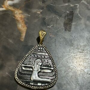 Vintage Egyptian Revival Silver Tone and Gold Tone Women's Pendant!